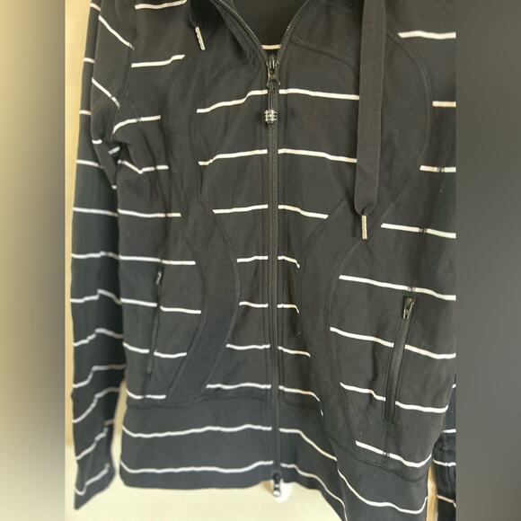 Lululemon Black Sailor Stripe Hooded Jacket Black and White Size 6 - Picture 2 of 8